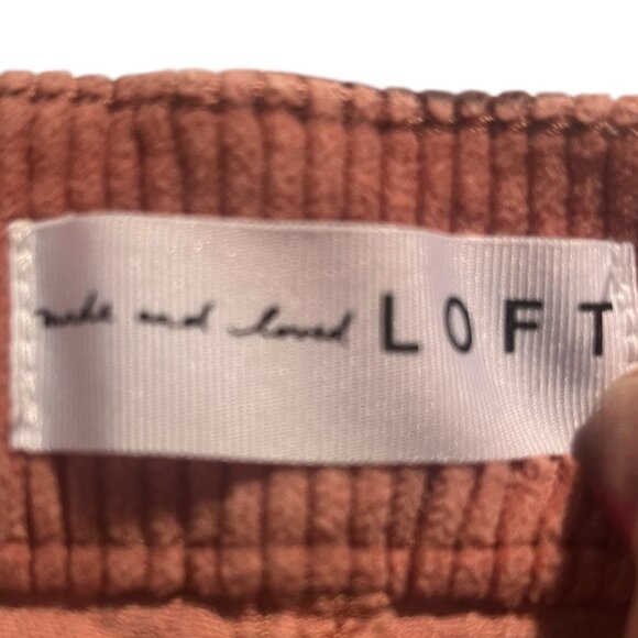 Loft Pants Womens Size 10 Coral Corduroy High Rise Frayed Fall Comfortable - Picture 4 of 7